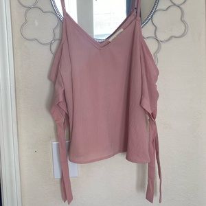 Pink cold shoulder blouse